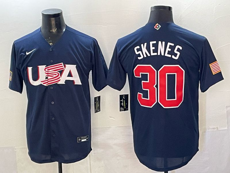 Men 2026 World Cub USA #30 Skenes blue Nike MLB Jersey style 01